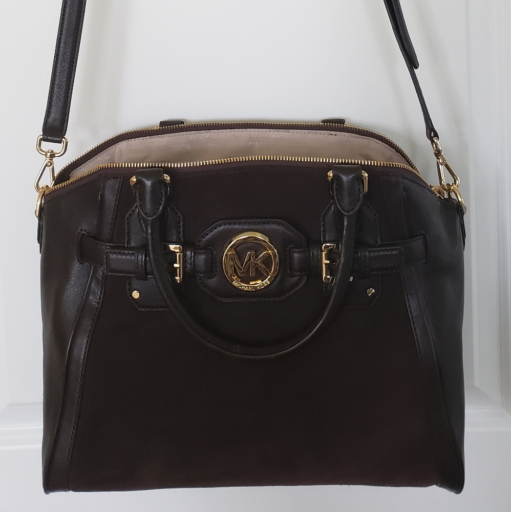 MICHAEL Michael Kors Hudson Large Satchel Coffee Leather/Suede - Picture 3 of 9